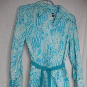Vintage Belted Paisley Dress 1960s 1970s